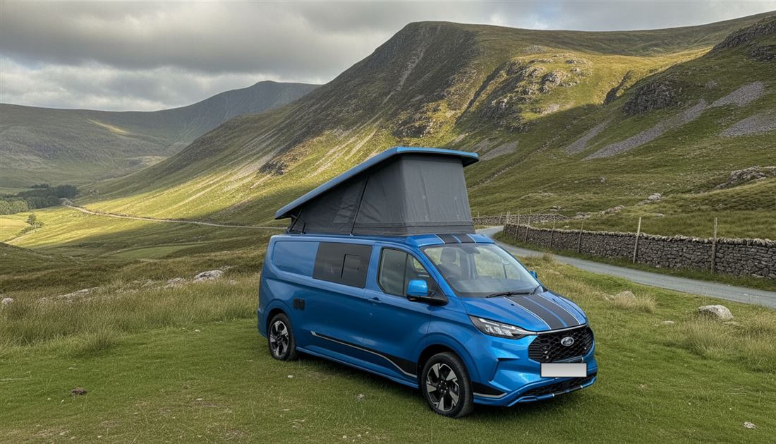 The camper on a mountain pass